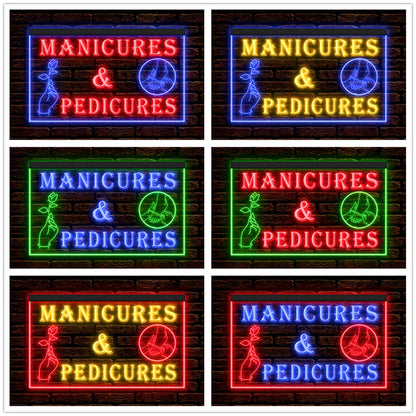 DC160055 Manicures Pedicures Beauty Salon Open Home Decor Display illuminated Night Light Neon Sign Dual Color