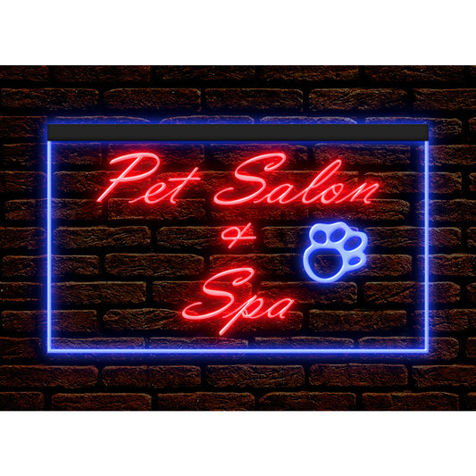 DC160056 Pets Salon Spa Shop Beauty Open Home Decor Display illuminated Night Light Neon Sign Dual Color