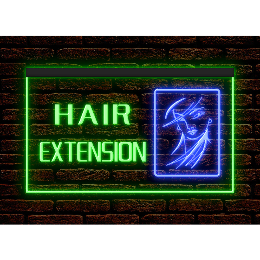 DC160063 Hair Extension Beauty Salon Open Home Decor Display illuminated Night Light Neon Sign Dual Color