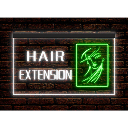 DC160063 Hair Extension Beauty Salon Open Home Decor Display illuminated Night Light Neon Sign Dual Color