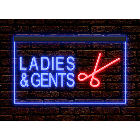 DC160067 Ladies Gents Hair Cut Beauty Salon Home Decor Display illuminated Night Light Neon Sign Dual Color