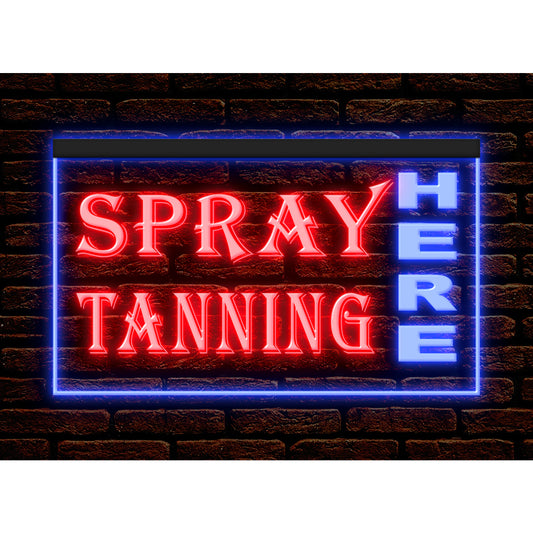 DC160093 Spray Tanning Here Beauty Salon Open Home Decor Display illuminated Night Light Neon Sign Dual Color