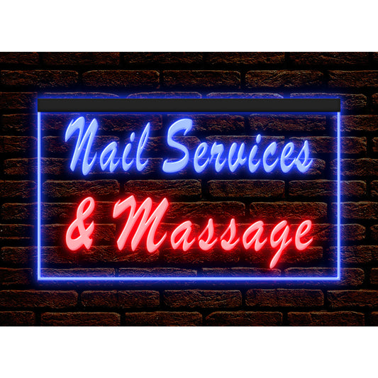 DC160096 Nail Services Massage Beauty Salon Home Decor Display illuminated Night Light Neon Sign Dual Color