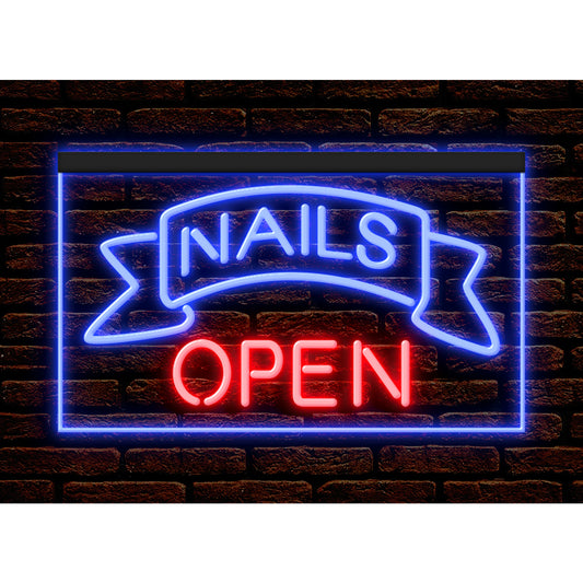 DC160110 Nails Beauty Salon Shop Open Home Decor Display illuminated Night Light Neon Sign Dual Color