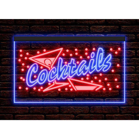 DC170007 Cocktails Open Bar Pub Club Home Decor Display illuminated Night Light Neon Sign Dual Color