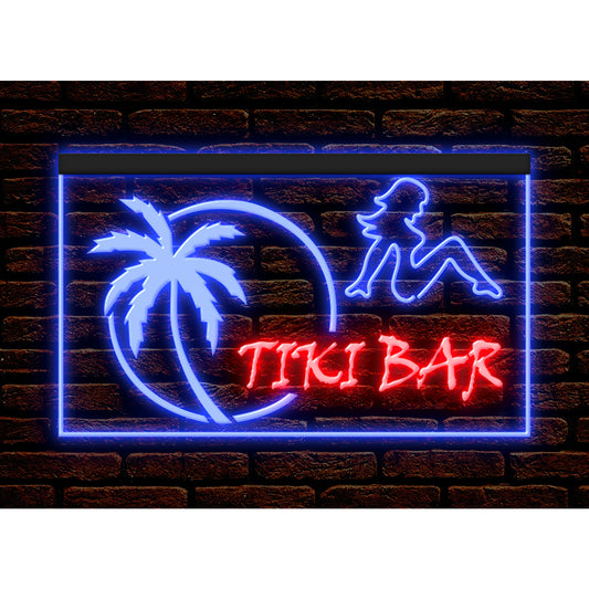 DC170009 Tiki Bar Open Happy Hours Home Decor Beer Display illuminated Night Light Neon Sign Dual Color