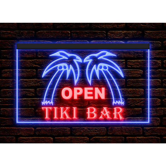 DC170010 Tiki Bar Open Happy Hours Home Decor Beer Display illuminated Night Light Neon Sign Dual Color