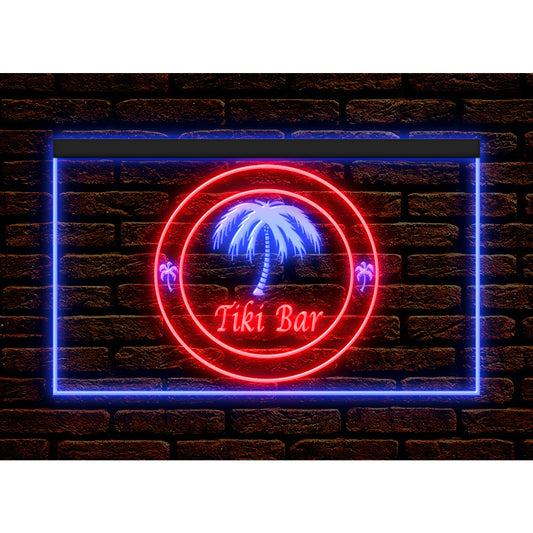 DC170011 Tiki Bar Open Happy Hours Home Decor Beer Display illuminated Night Light Neon Sign Dual Color
