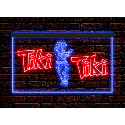 DC170014 Tiki Bar Open Happy Hours Home Decor Beer  Display illuminated Night Light Neon Sign Dual Color