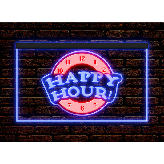 DC170015 Happy Hour Bar Pub Beer Open Home Decor  Display illuminated Night Light Neon Sign Dual Color