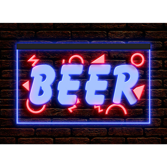 DC170016 Beer Happy Hour Bar Pub Open Home Decor Display illuminated Night Light Neon Sign Dual Color