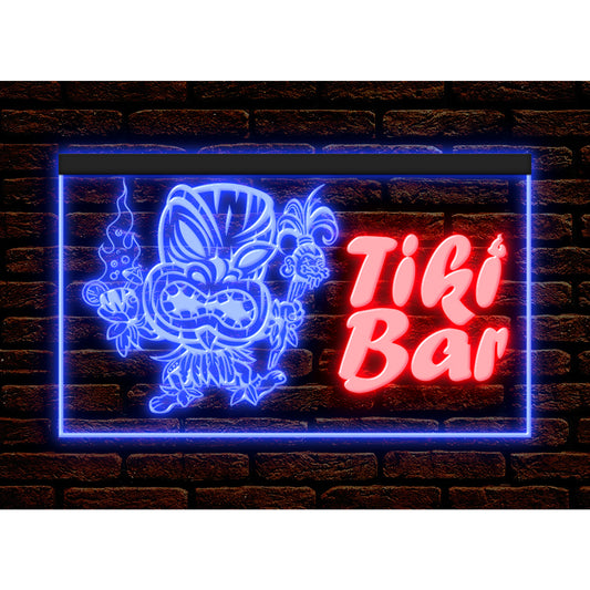 DC170018 Tiki Bar Open Happy Hours Home Decor Beer Display illuminated Night Light Neon Sign Dual Color
