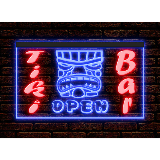 DC170019 Tiki Bar Open Happy Hours Home Decor Beer Display illuminated Night Light Neon Sign Dual Color