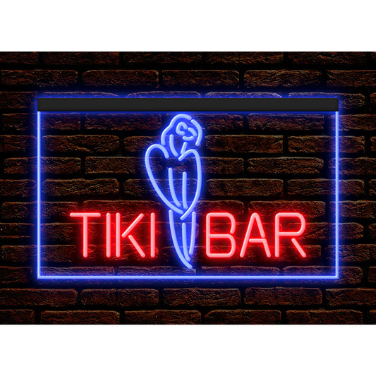 DC170020 Tiki Bar Open Parrot Pub Home Decor Beer Display illuminated Night Light Neon Sign Dual Color