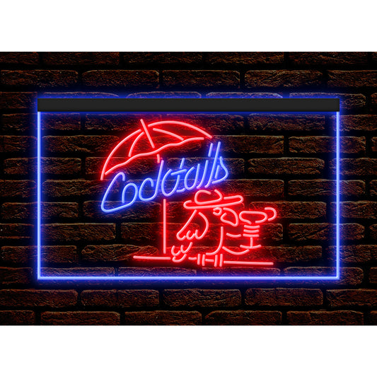 DC170022 Tiki Bar Open Parrot Pub Home Decor Beer Display illuminated Night Light Neon Sign Dual Color