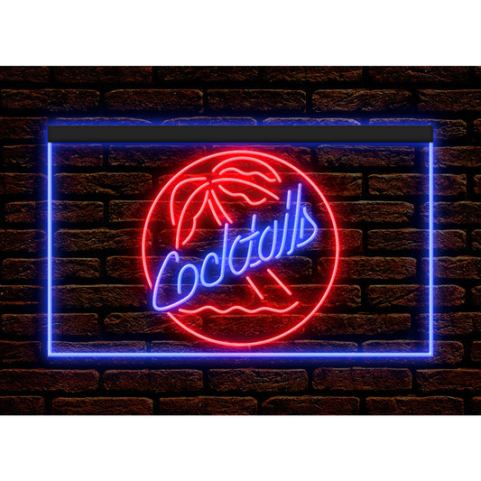 DC170025 Cocktails Open Bar Pub Club Home Decor Display illuminated Night Light Neon Sign Dual Color