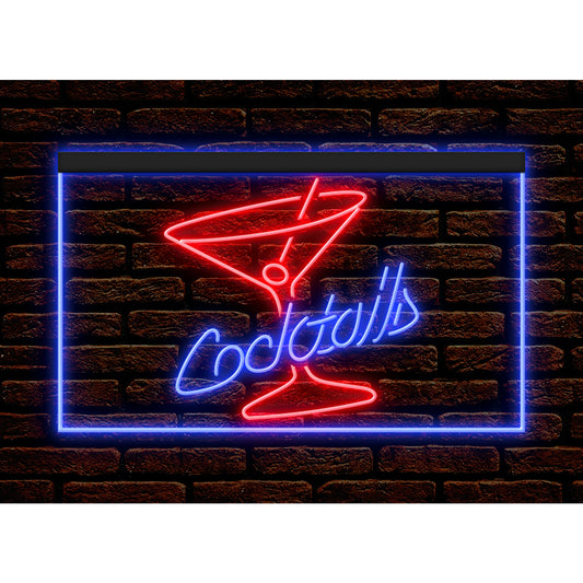 DC170028 Cocktails Open Bar Pub Club Home Decor Display illuminated Night Light Neon Sign Dual Color