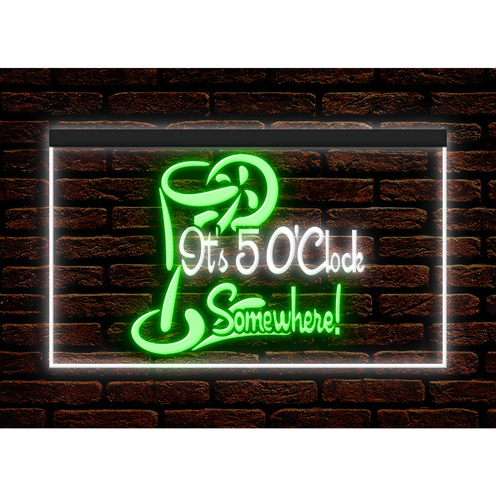 DC170034 ITS 5:00 Somewhere Open Bar Pub Decor Display illuminated Night Light Neon Sign Dual Color