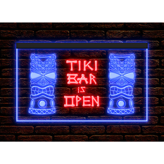 DC170037 Tiki Bar Open Happy Hours Home Decor Beer Display illuminated Night Light Neon Sign Dual Color