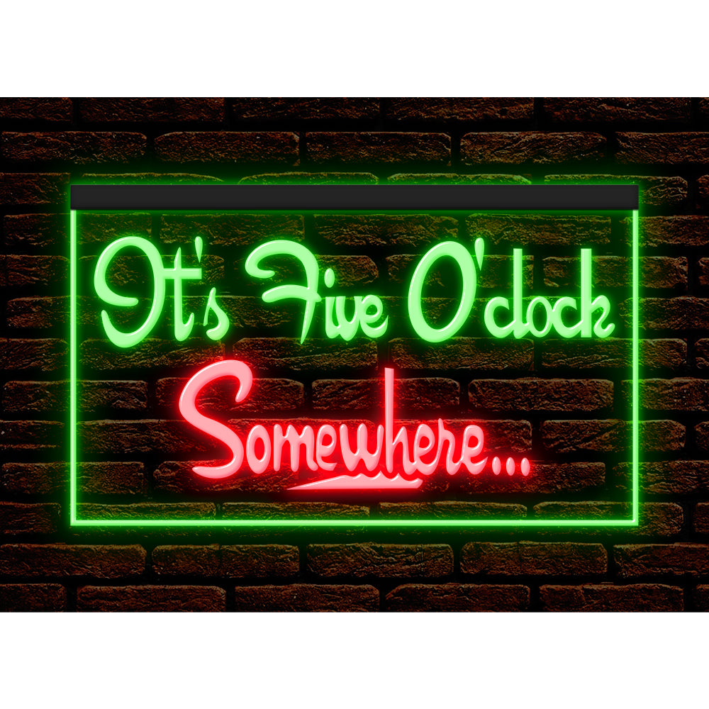 DC170038 ITS 5:00 Somewhere Open Bar Pub Decor Display illuminated Night Light Neon Sign Dual Color