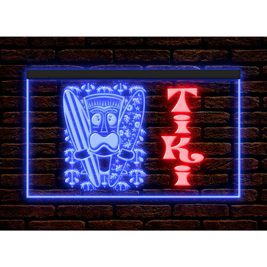 DC170039 Tiki Bar Open Happy Hours Home Decor Beer Display illuminated Night Light Neon Sign Dual Color
