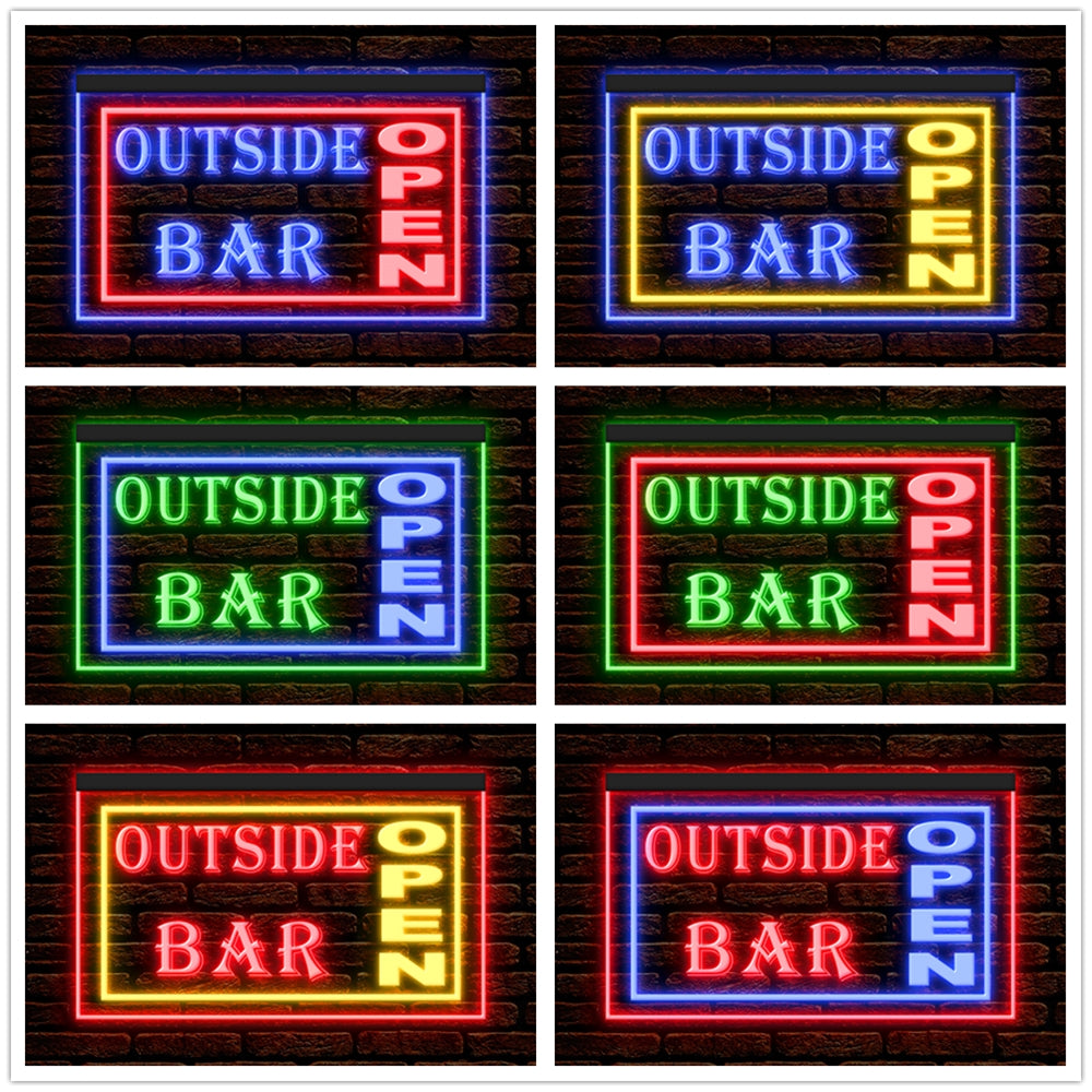 DC170041 Outside Bar Open Beer Pub Home Decor Display illuminated Night Light Neon Sign Dual Color