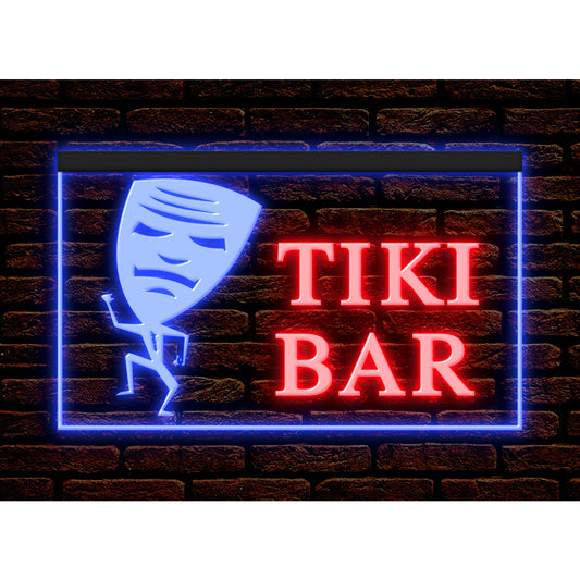 DC170043 Tiki Bar Open Happy Hours Home Decor Beer Display illuminated Night Light Neon Sign Dual Color