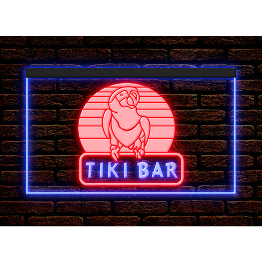 DC170044 Tiki Bar Open Parrot Pub Home Decor Beer Display illuminated Night Light Neon Sign Dual Color