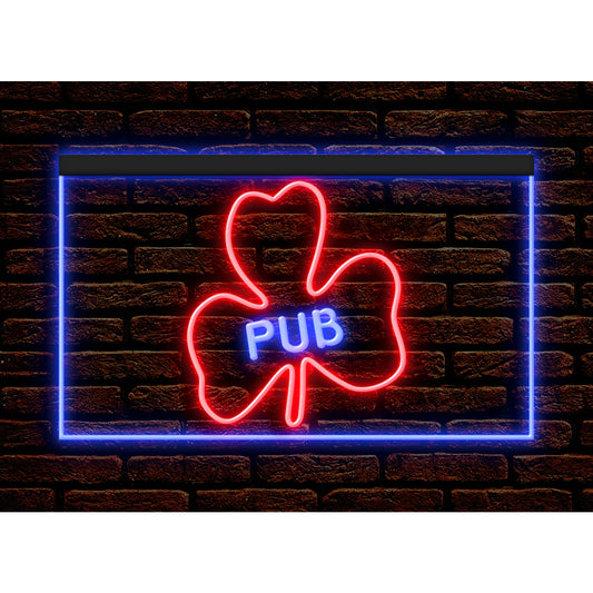 DC170045 Shamrock Pub Beer Bar Home Decor Open Display illuminated Night Light Neon Sign Dual Color