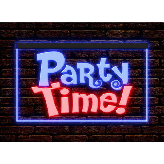 DC170047 Party Time Open Bar Pub Home Decor Display illuminated Night Light Neon Sign Dual Color