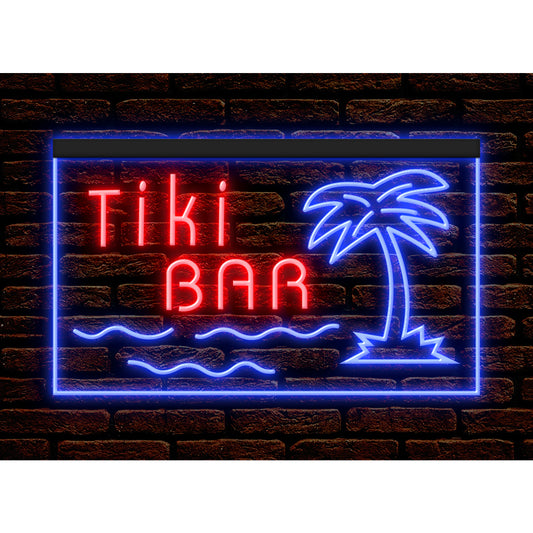 DC170050 Tiki Bar Open Happy Hours Home Decor Beer Display illuminated Night Light Neon Sign Dual Color
