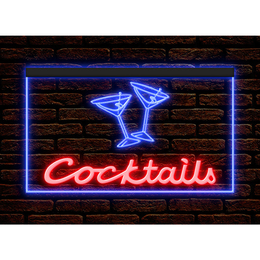 DC170065 Cocktails Open Bar Pub Club Home Decor Display illuminated Night Light Neon Sign Dual Color