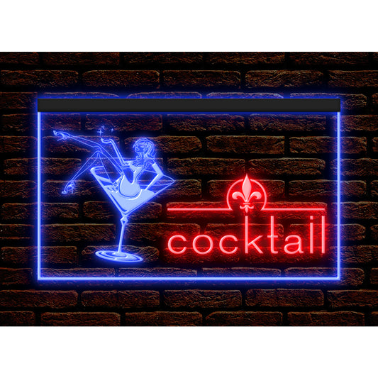 DC170066 Cocktails Open Bar Pub Club Home Decor Display illuminated Night Light Neon Sign Dual Color