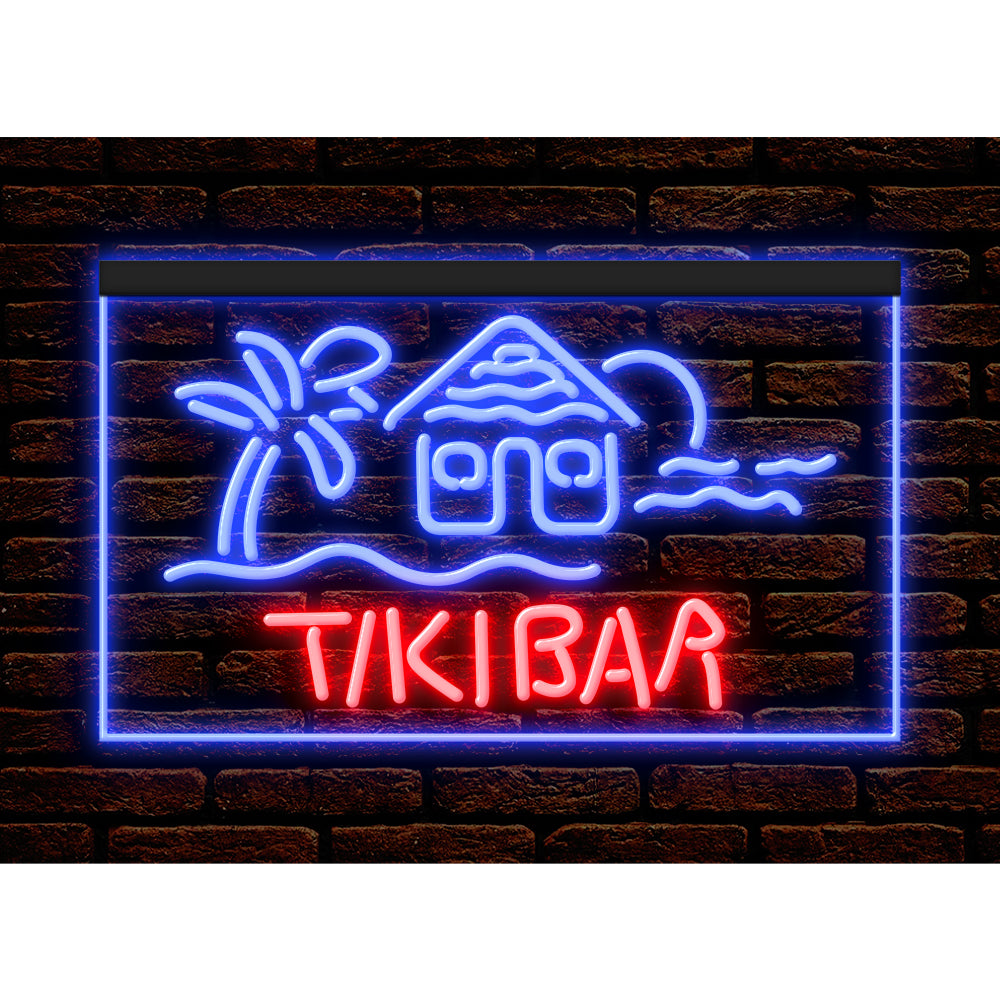 DC170073 Tiki Bar Open Happy Hours Home Decor Beer Display illuminated Night Light Neon Sign Dual Color