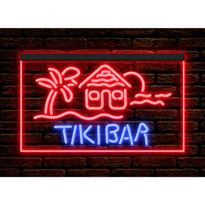 DC170073 Tiki Bar Open Happy Hours Home Decor Beer Display illuminated Night Light Neon Sign Dual Color