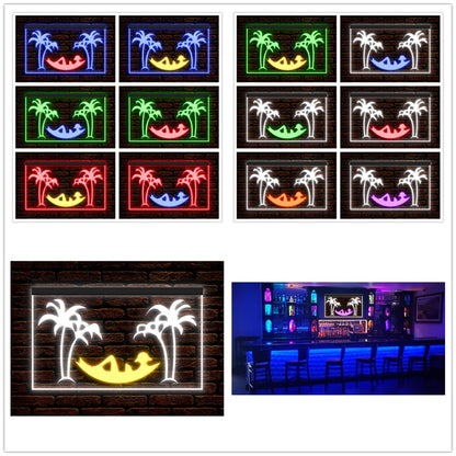 DC170074 Tiki Bar Open Happy Hours Home Decor Beer Display illuminated Night Light Neon Sign Dual Color