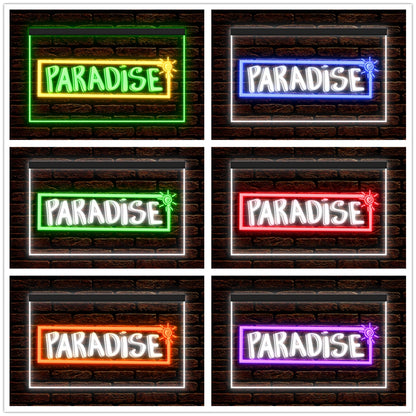 DC170082 Paradise Bar Happy Hours Home Decor Beer Display illuminated Night Light Neon Sign Dual Color