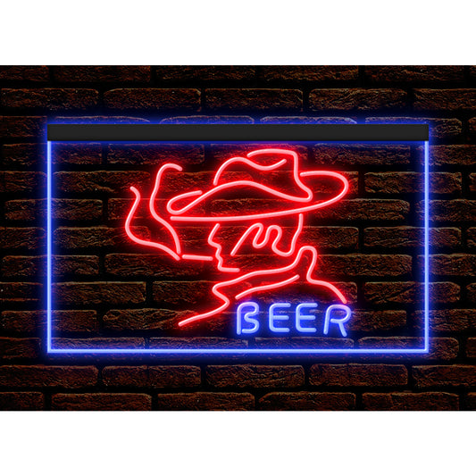 DC170088 Beer Western Cowboys Bar Texas Pub Display illuminated Night Light Neon Sign Dual Color