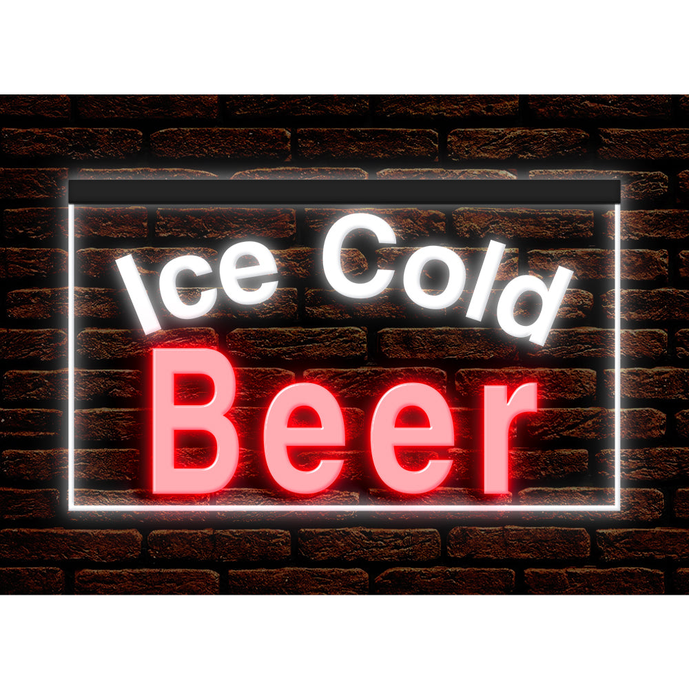 DC170090 Ice Cold Beer Bar Pub Home Decor Display illuminated Night Light Neon Sign Dual Color