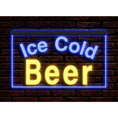 DC170090 Ice Cold Beer Bar Pub Home Decor Display illuminated Night Light Neon Sign Dual Color