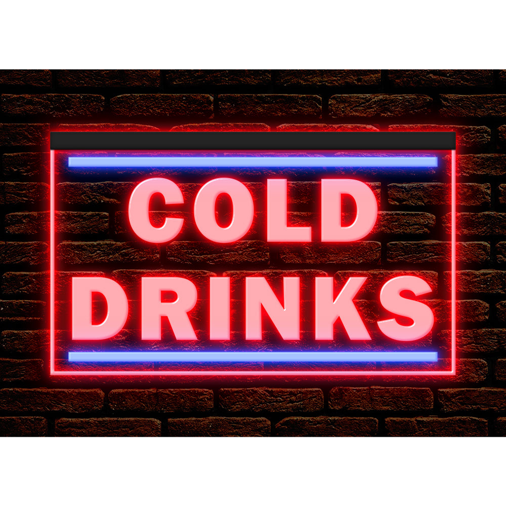 DC170146 Cold Drinks Bar Beer Shop Open Home Decor Display illuminated Night Light Neon Sign Dual Color