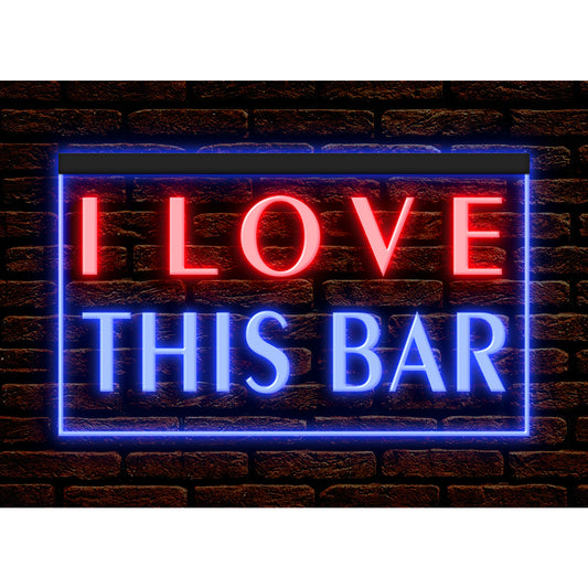 DC170150 I Love This Bar Beer Pub Open Home Decor Display illuminated Night Light Neon Sign Dual Color