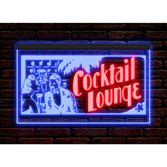 DC170153 Cocktails Lounge Open Bar Beer Pub Display illuminated Night Light Neon Sign Dual Color