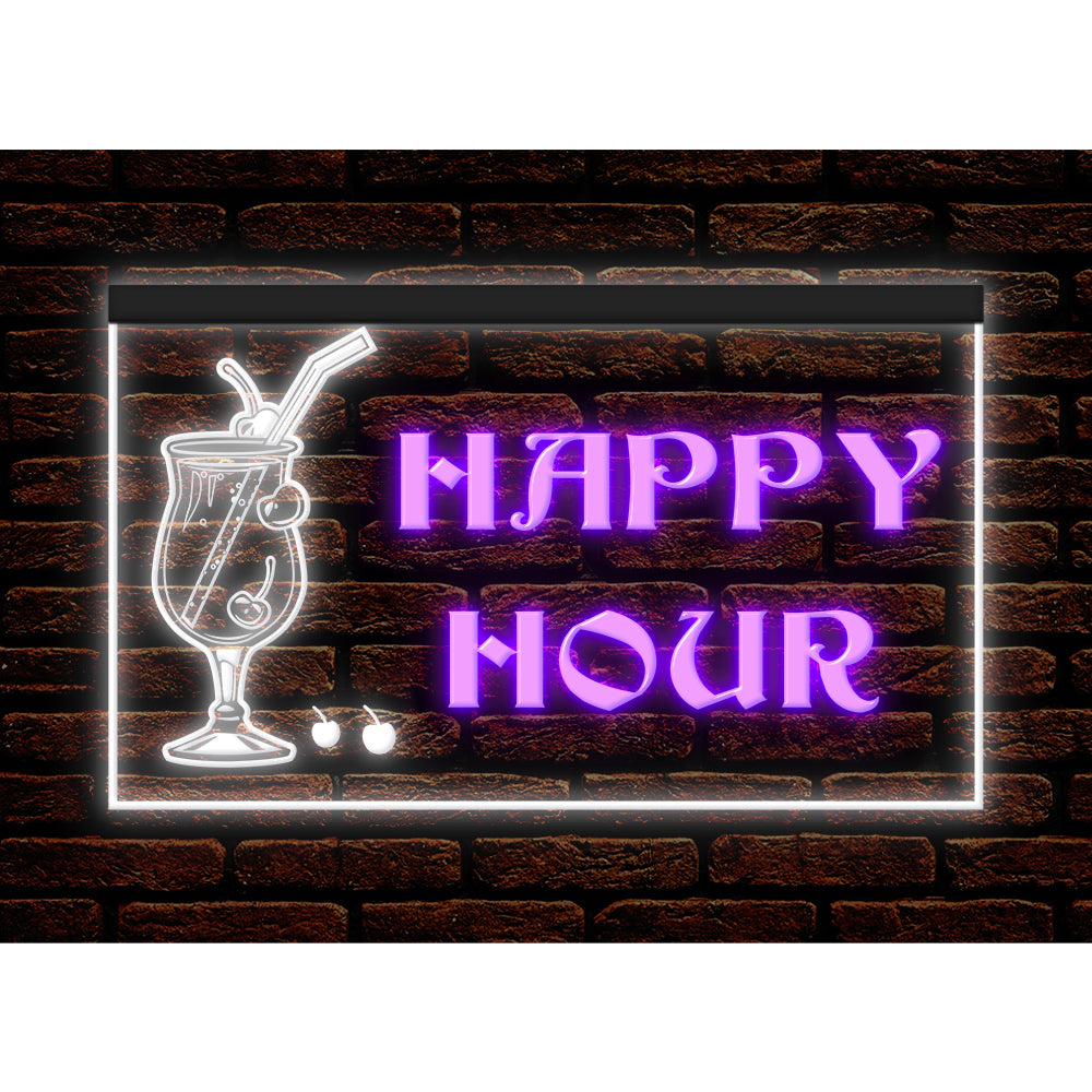 DC170159 Happy Hour Bar Home Decor Open Display illuminated Night Light Neon Sign Dual Color