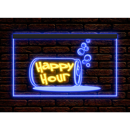 DC170186 Happy Hour Bar Home Decor Open Display illuminated Night Light Neon Sign Dual Color
