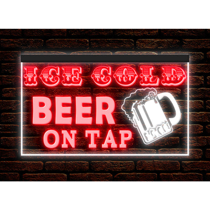 DC170208 Ice Cold Beer Open Bar Home Decor  Display illuminated Night Light Neon Sign Dual Color
