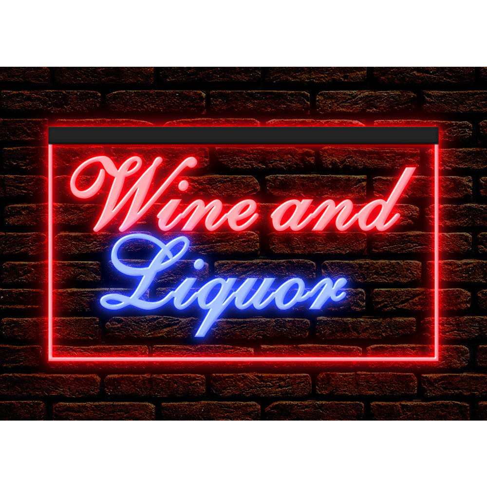 DC170215 Wine and Liquor Bar Store Shop Open Display illuminated Night Light Neon Sign Dual Color