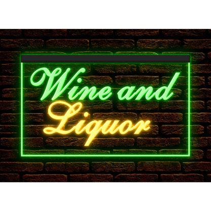 DC170215 Wine and Liquor Bar Store Shop Open Display illuminated Night Light Neon Sign Dual Color