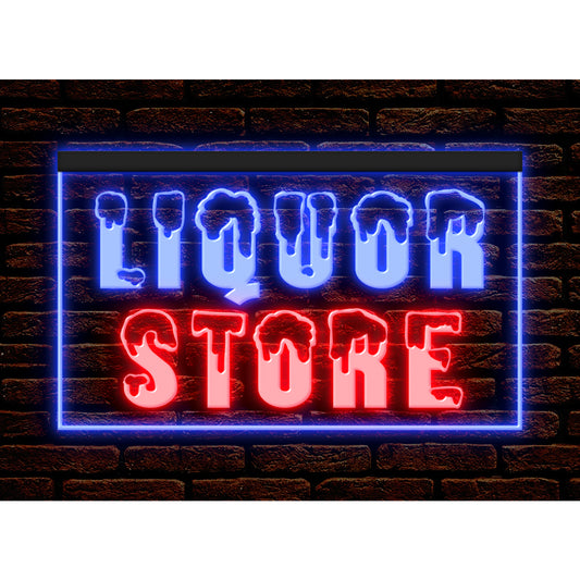 DC170229 Liquor Store Shop Bar Open Display illuminated Night Light Neon Sign Dual Color