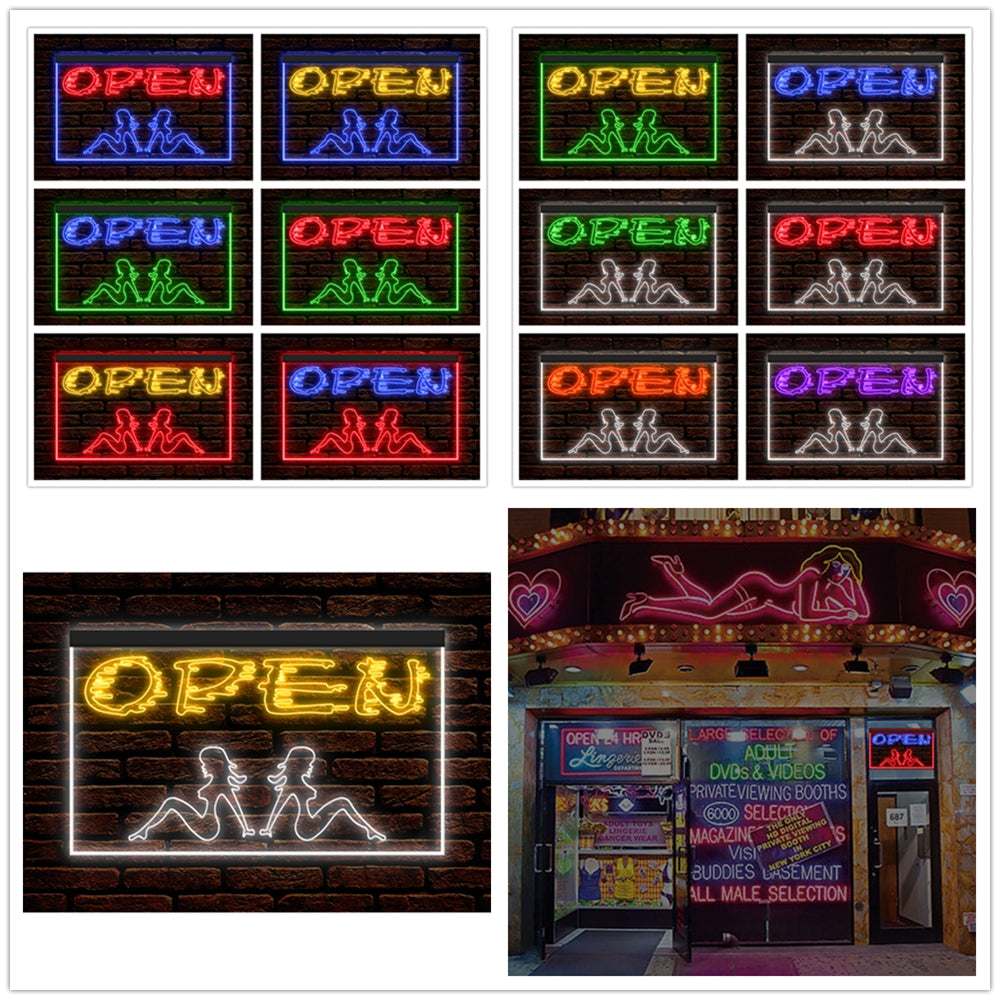 DC180004 Open Sexy Girl Dancing Club Adult Store Shop Home Decor Display illuminated Night Light Neon Sign Dual Color